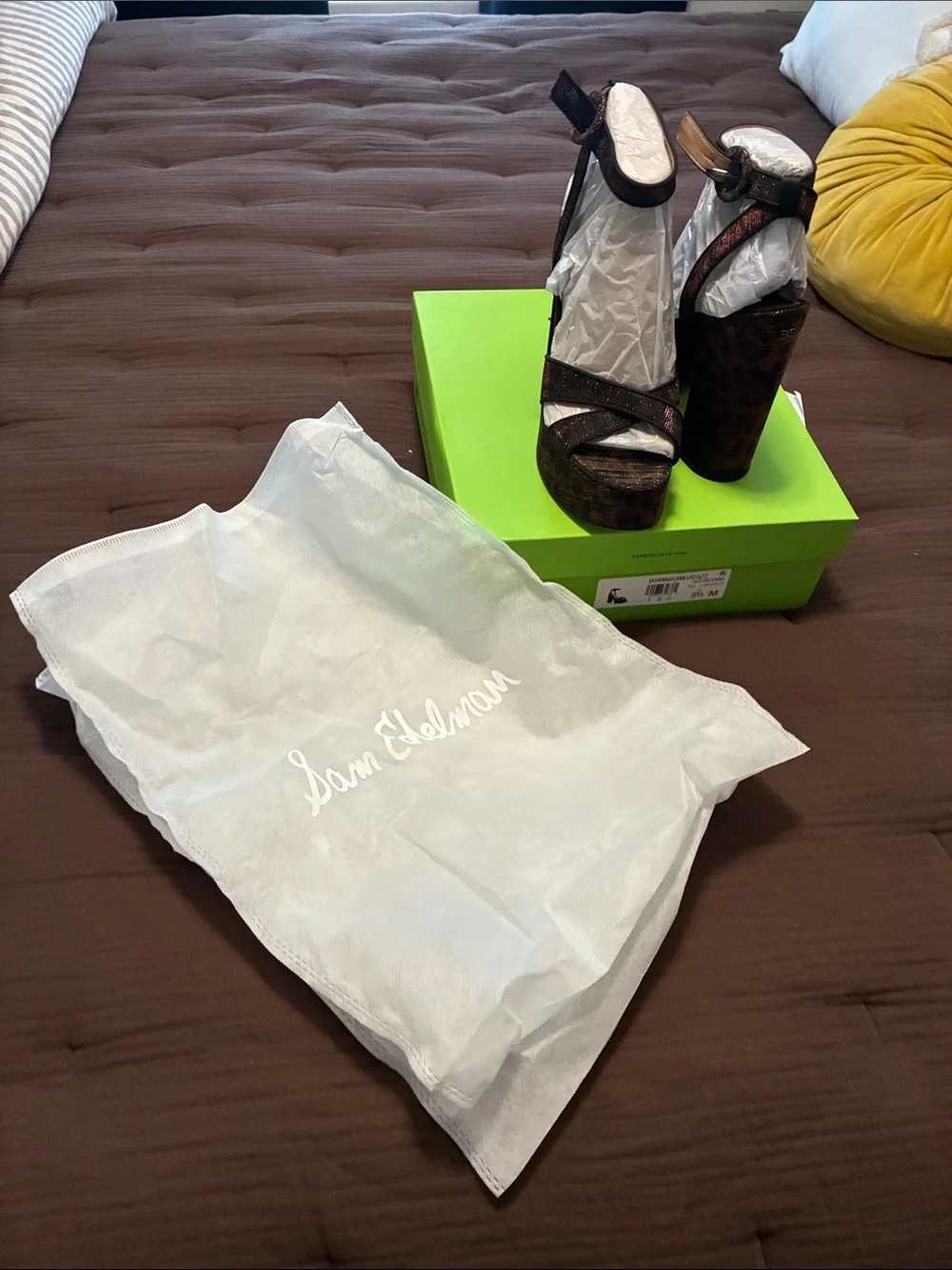 Sam Edelman Metallic leopard Platform Ankle-Strap Heels